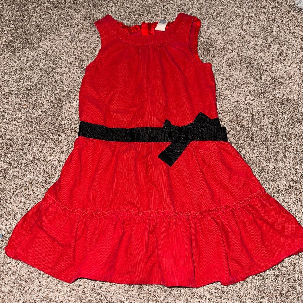 Vintage OshKosh B'gosh Red Corduroy dropped waist Jumper Dress sz 5